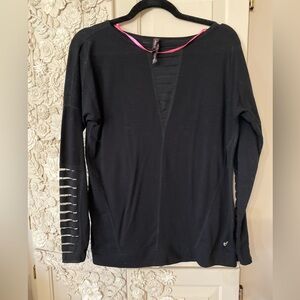 Betsy Johnson long sleeve blacktop with sheer inlay
